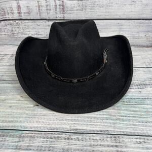 Bullhide Black Wool Cowboy Hat Large Western Rodeo Decorative Band